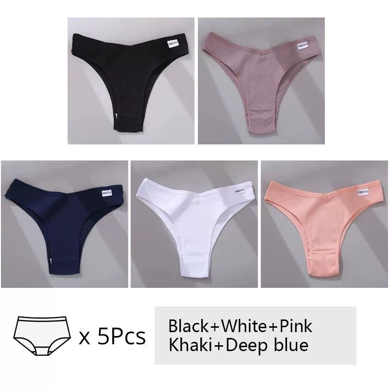 Women's Cotton Underwear 5-Piece Set - Mid-Rise Comfort Panties M-XL