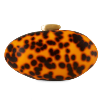 Acrylic Snake Pattern Evening Bag - Structured Clutch with Chain Strap