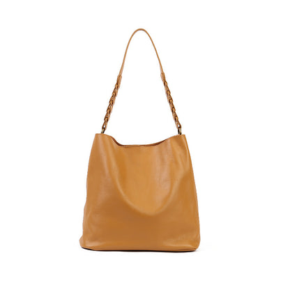 Plant-Tanned First Layer Cowhide Leather Handbag - Large Capacity Women's Bag with Versatile Carrying Options