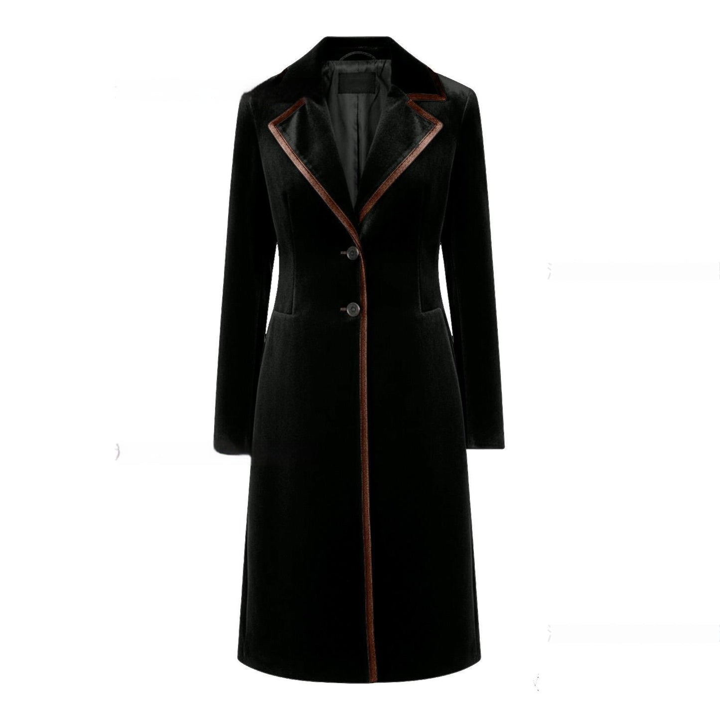 Women's Elegant Velvet Coat - Sophisticated Long Sleeve Winter Jacket