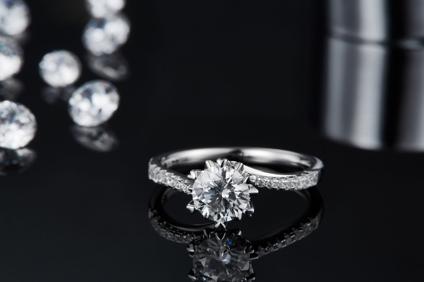 1 Carat Moissanite Sterling Silver Wedding Ring - Platinum Plated