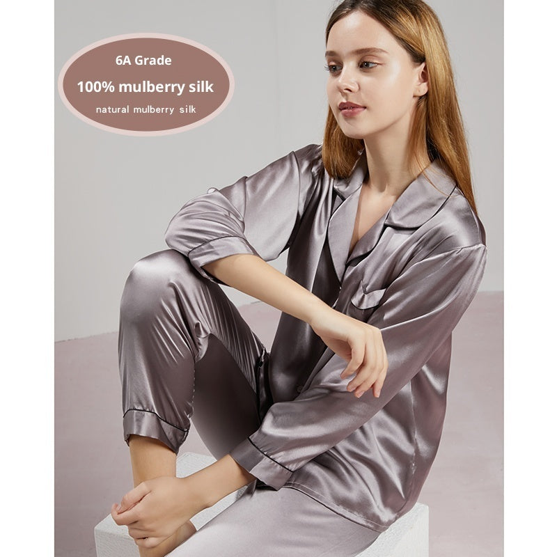 Silk Pajama Set - Long Sleeve Top and Pants Two-Piece