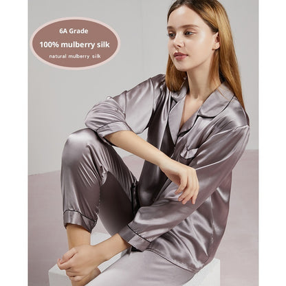Silk Pajama Set - Long Sleeve Top and Pants Two-Piece