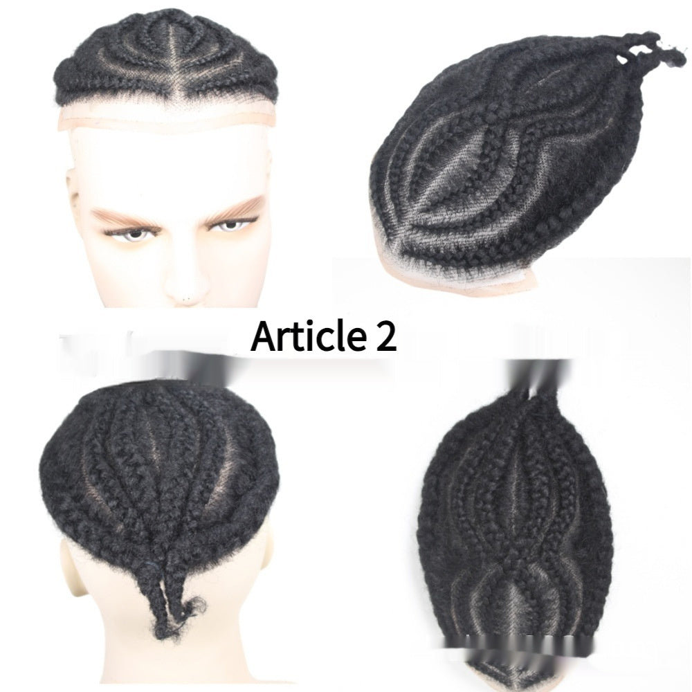 Men's Hand-Woven African Braid Wig - Real Human Hair Hairpiece