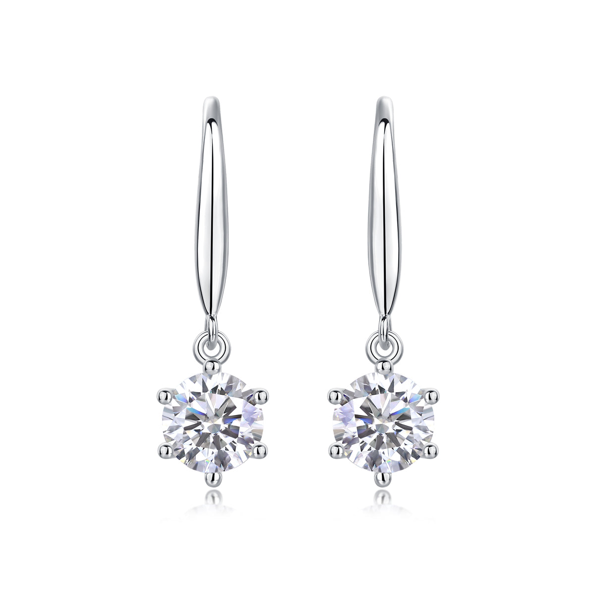 1 Carat Moissanite Stud Earrings - S925 Sterling Silver with Platinum Plating