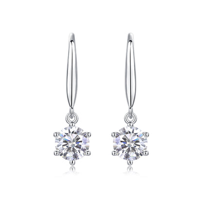 1 Carat Moissanite Stud Earrings - S925 Sterling Silver with Platinum Plating