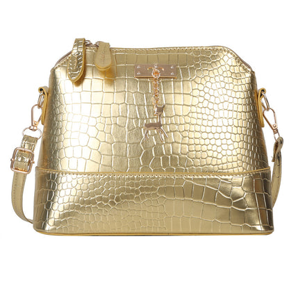 Shell-Shaped PU Leather Crossbody Bag - Large Capacity Solid Color Shoulder Bag