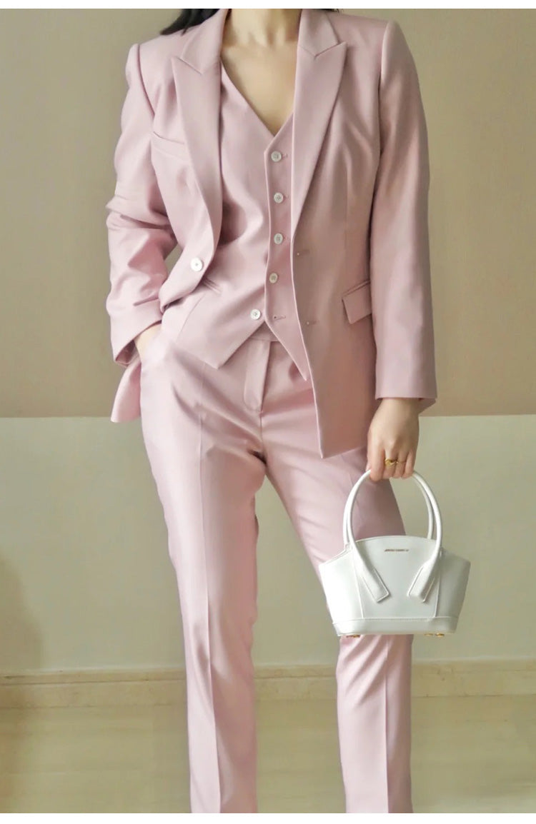 Women's Slim Pencil Pants Suit - Professional Three-Piece Set