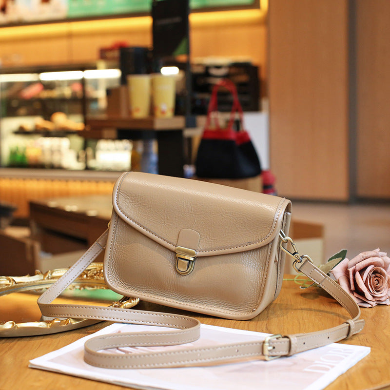 Genuine Leather Crossbody Messenger Bag - First Layer Cowhide with Multiple Compartments