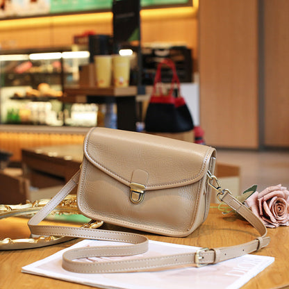 Genuine Leather Crossbody Messenger Bag - First Layer Cowhide with Multiple Compartments