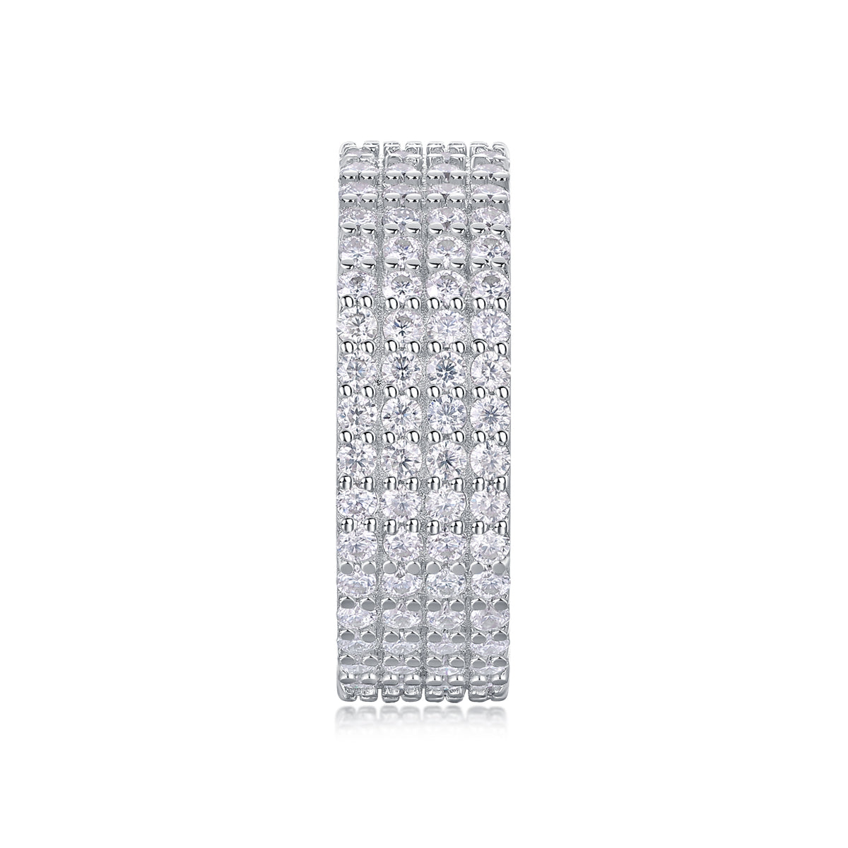 Moissanite Sterling Silver Wedding Ring Set - Platinum Plated Band