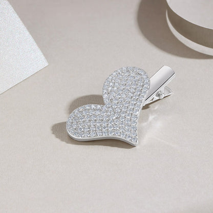 Heart-Shaped Moissanite Hair Clip - S925 Silver Platinum-Plated Accessory
