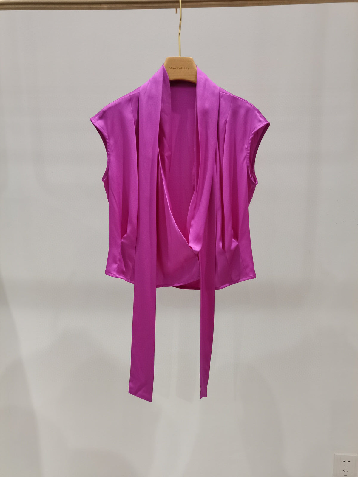 V-Neck Wrap Tie Waist Silk Shirt | Premium Women's Blouse