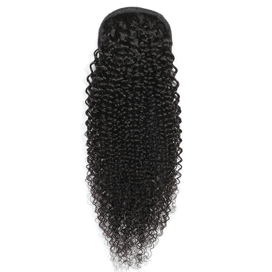 Women's Natural Color Human Hair Ponytail Wig - Real Hair Extension with Bangs