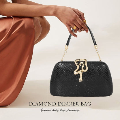 Snake Print Evening Tote - PU Leather Chain Shoulder Bag