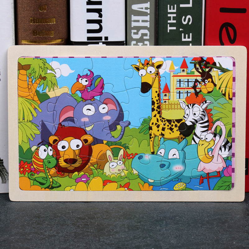 Kids Wooden Jigsaw Puzzle Toy - Educational Animal & Theme Designs for Ages 3+