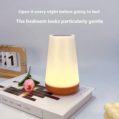 Wood Grain Rechargeable Touch Lamp - 3W LED with Remote Control and Color Changing