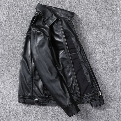Top Layer Sheepskin Genuine Leather Men's Jacket - Fitted Casual Style