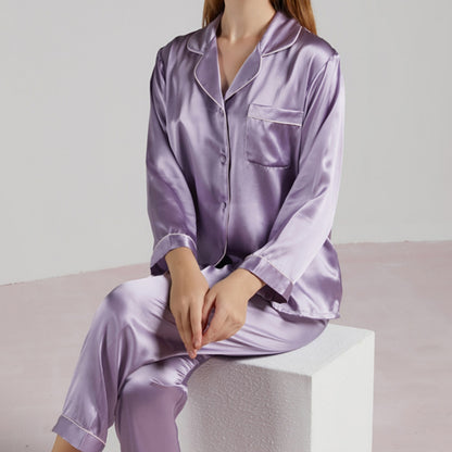 Silk Pajama Set - Long Sleeve Top and Pants Two-Piece