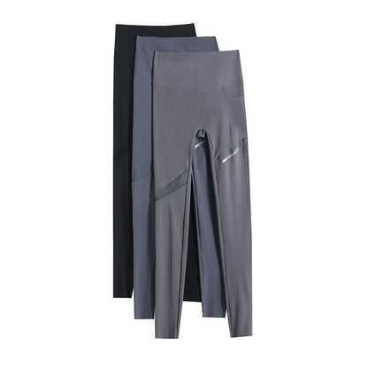 Women's Shark Pattern Cropped Activewear Pants - High Waist Mesh Pocket Leggings