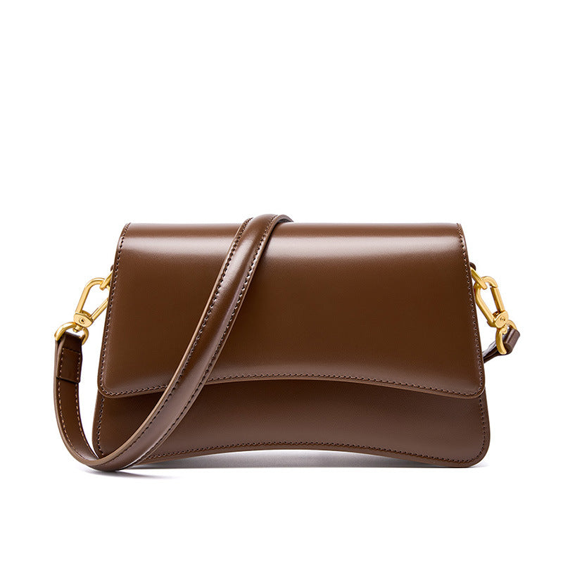 Fashion Trendy Shoulder Bag - Women's Two-Layer Cowhide Leather Crossbody Bag
