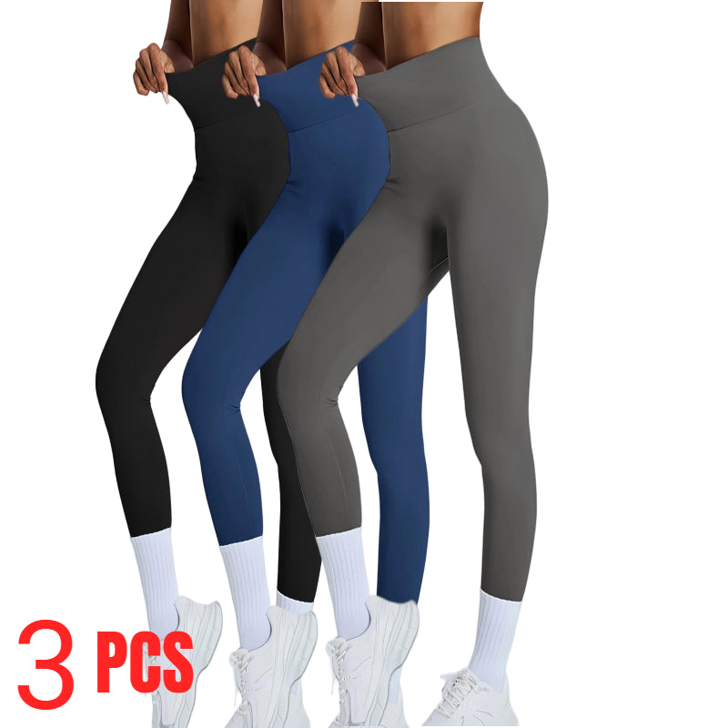 3-Pack Women's High Waisted Seamless Leggings - Butt Lifting Tummy Control Yoga Pants