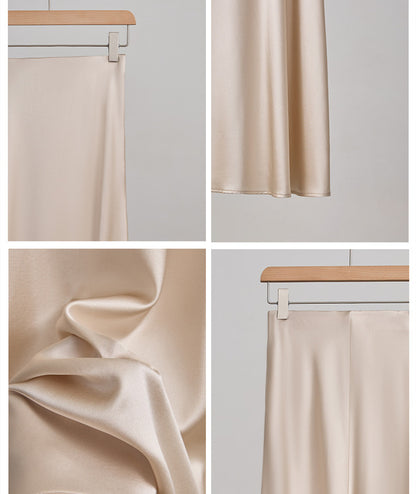 Women's Luxe Silk High-Waist Pencil Skirt - Premium Lined Skirt with Concealed Zipper