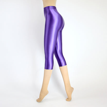 High Waist Cropped Sports Leggings - Stretch Activewear Capris