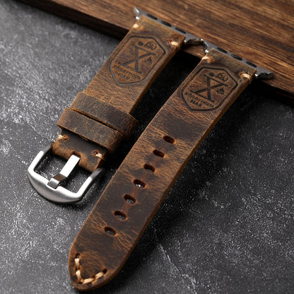 Handmade Vintage Leather Watch Strap - Genuine Top Layer Cowhide with Steel Buckle