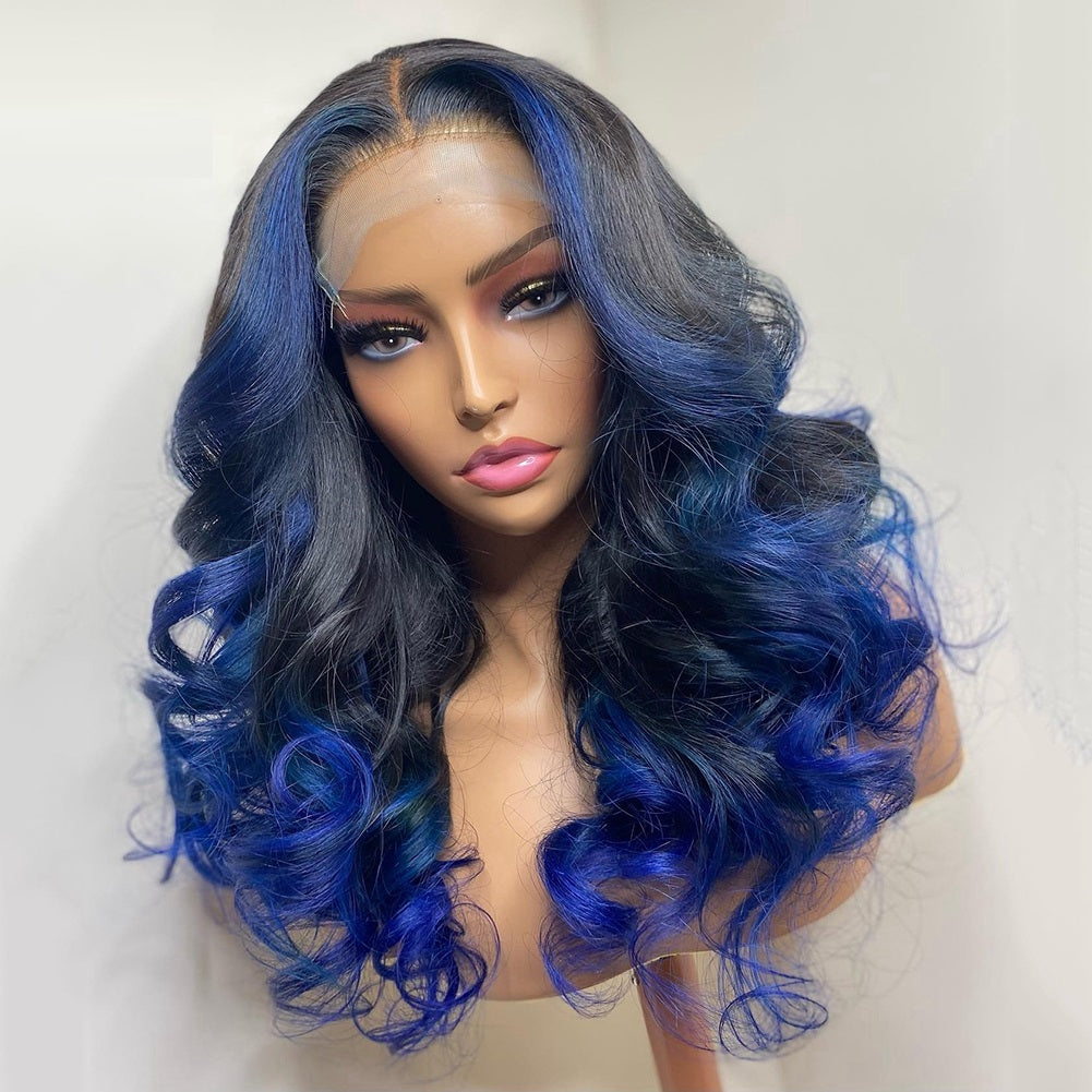 Gradient Real Human Hair Wig - Multi-Color with Double Layer Mechanism for Women