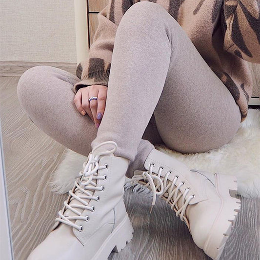 Women's Thick Velvet Winter Leggings - High-Waist Thermal Warm