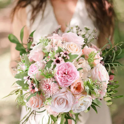 Artificial Pink Roses Silk Flowers with Stems - DIY Wedding Bouquets & Centerpieces