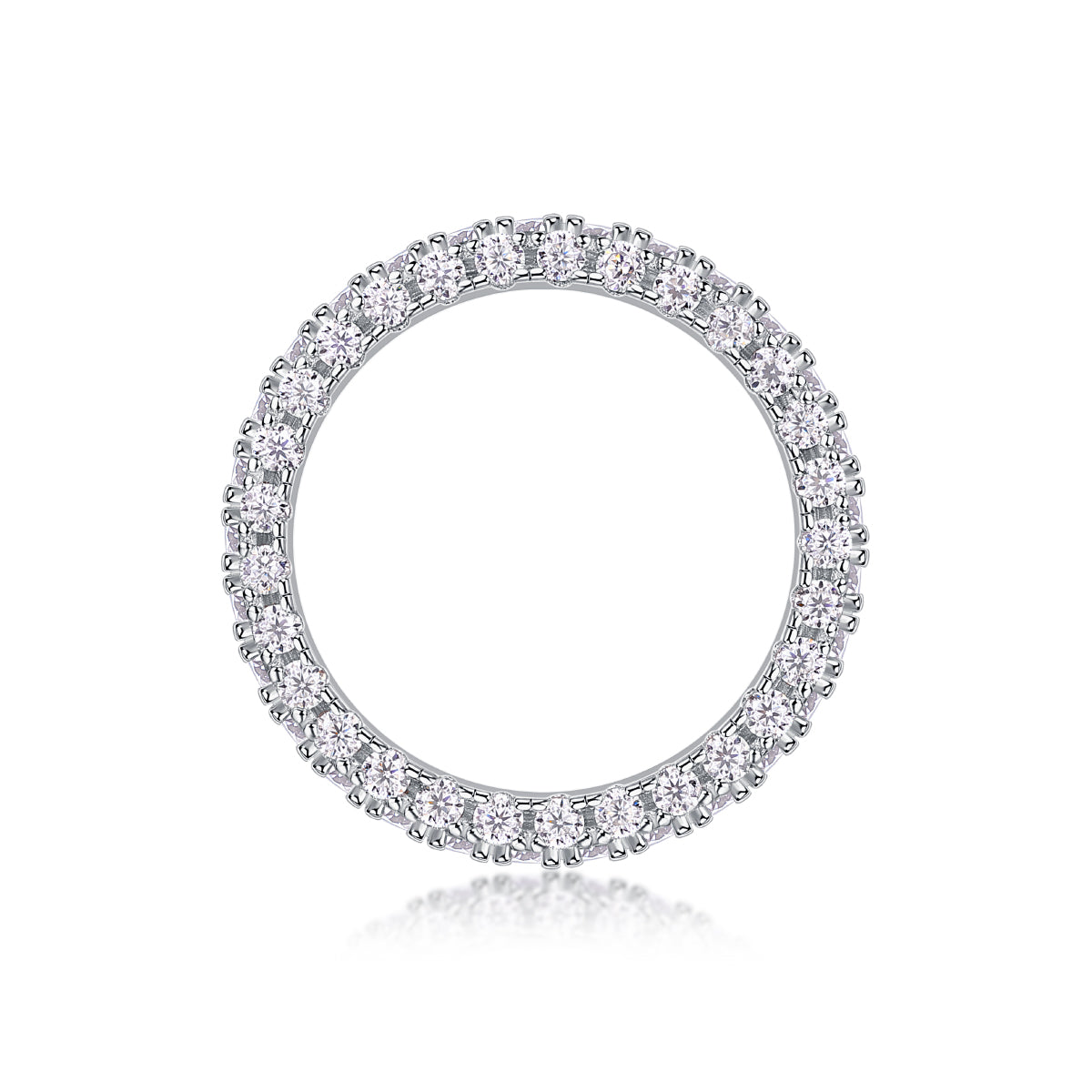 Moissanite Sterling Silver Wedding Ring Set - Platinum Plated Band