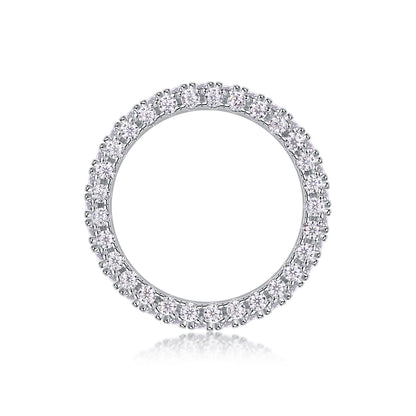 Moissanite Sterling Silver Wedding Ring Set - Platinum Plated Band