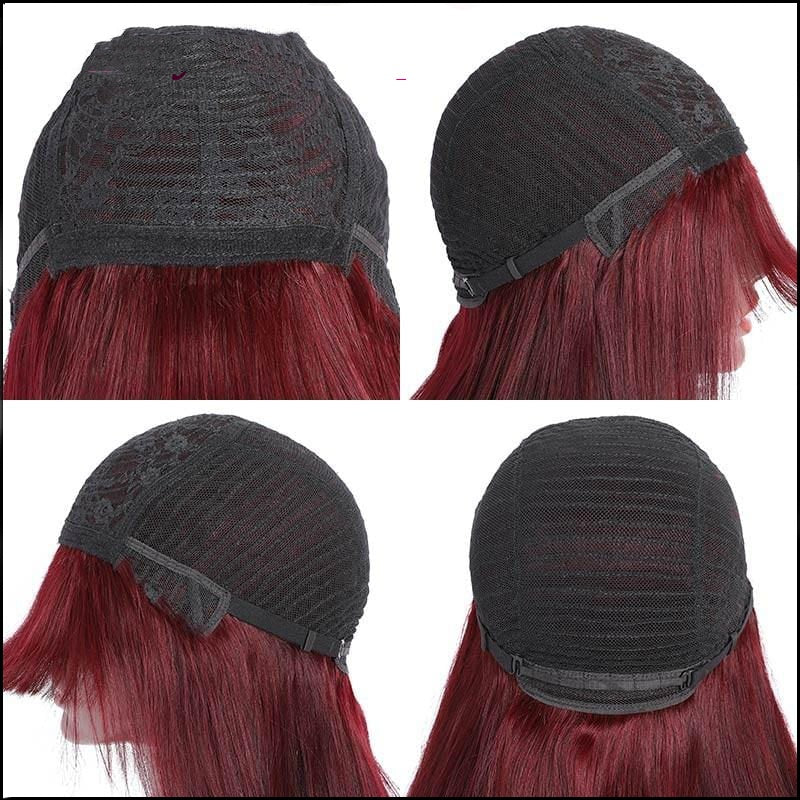 Women's Human Hair Wig with Bangs - Natural Short Hair Wig