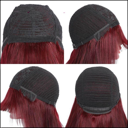 Women's Human Hair Wig with Bangs - Natural Short Hair Wig