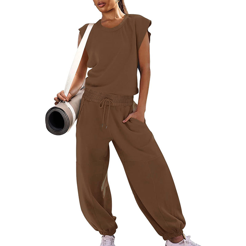 Sleeveless Backless Jumpsuit - Loose Fit with Elastic Waist and Pockets