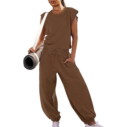 Sleeveless Backless Jumpsuit - Loose Fit with Elastic Waist and Pockets