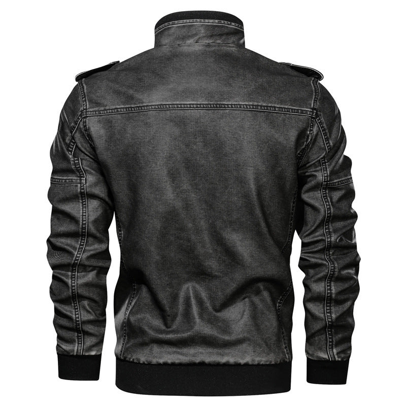 Men's Classic PU Leather Jacket - European Style Faux Leather Coat