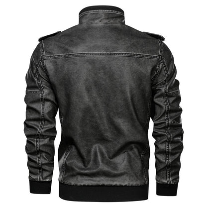Men's Classic PU Leather Jacket - European Style Faux Leather Coat