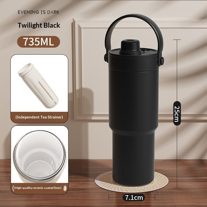 Insulated Straw Tumbler with Ceramic or Stainless Steel Liner - 725ml