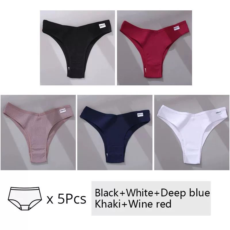 Women's Cotton Underwear 5-Piece Set - Mid-Rise Comfort Panties M-XL