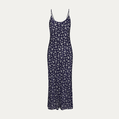 Premium Silk Sling Dress - Backless Diagonal Cut Maxi Dress