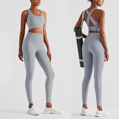 Women's High-Waist Fitness Pants and Sports Bra Set