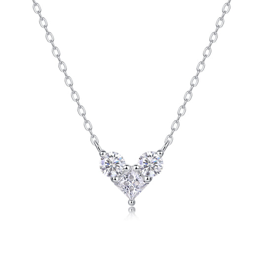 Love In The Present Moissanite Necklace - S925 Sterling Silver Platinum Plated Pendant