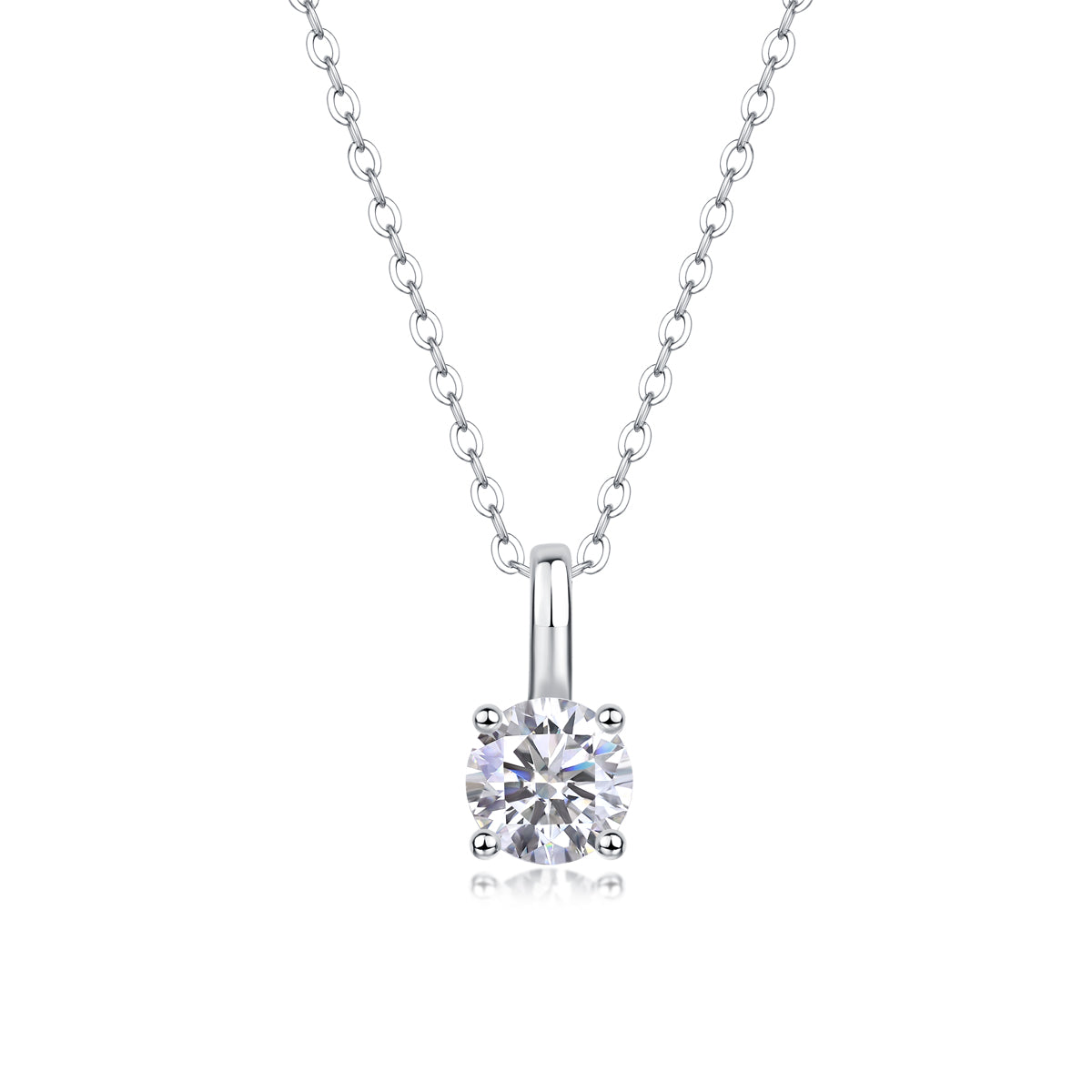 1 Carat Moissanite Necklace Pendant Set - S925 Silver with Platinum Plating