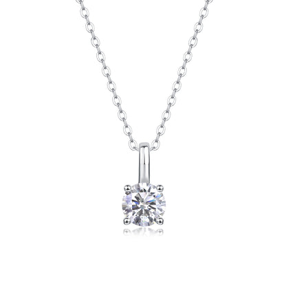 1 Carat Moissanite Necklace Pendant Set - S925 Silver with Platinum Plating