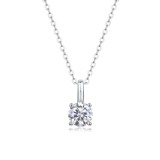 1 Carat Moissanite Necklace Pendant Set - S925 Silver with Platinum Plating
