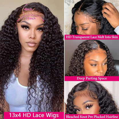 Deep Wave Human Hair Lace Front Wig - Hand-Woven Natural Style