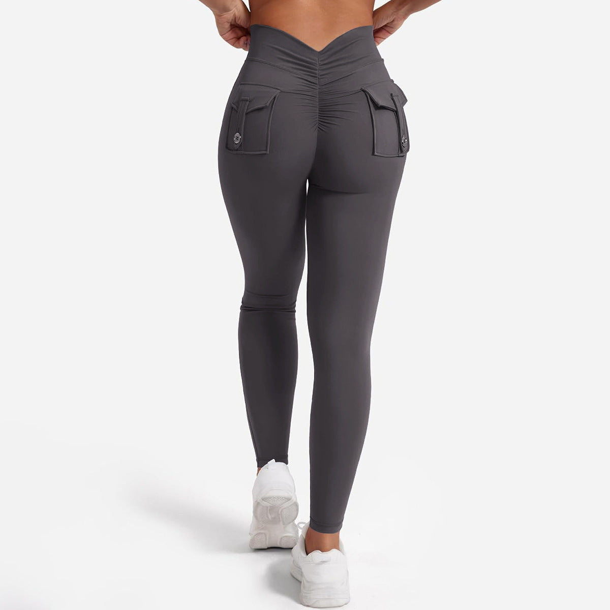 Peach Hip Yoga Pants with Pockets - Super Stretch Workout Leggings